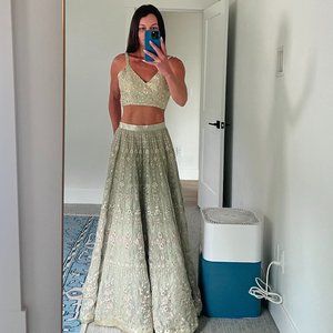 Lashkaraa Mint Organza Lehenga - Size 0